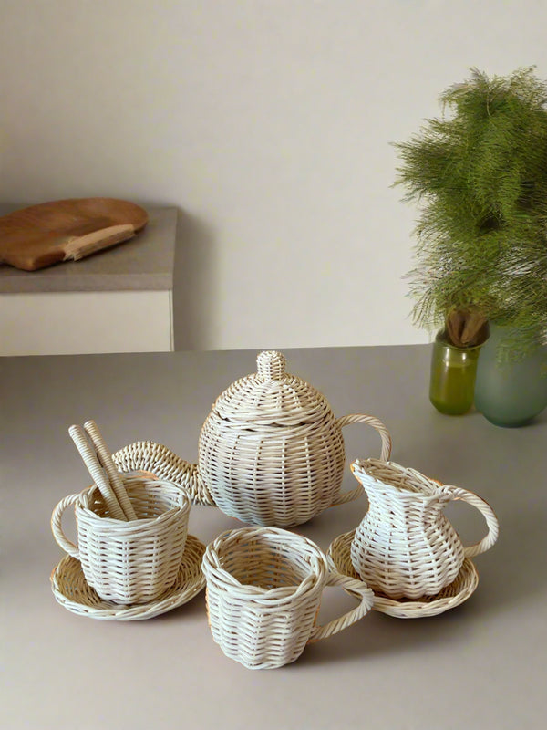 Rattan tea set, bali handmade eco-friendly toys